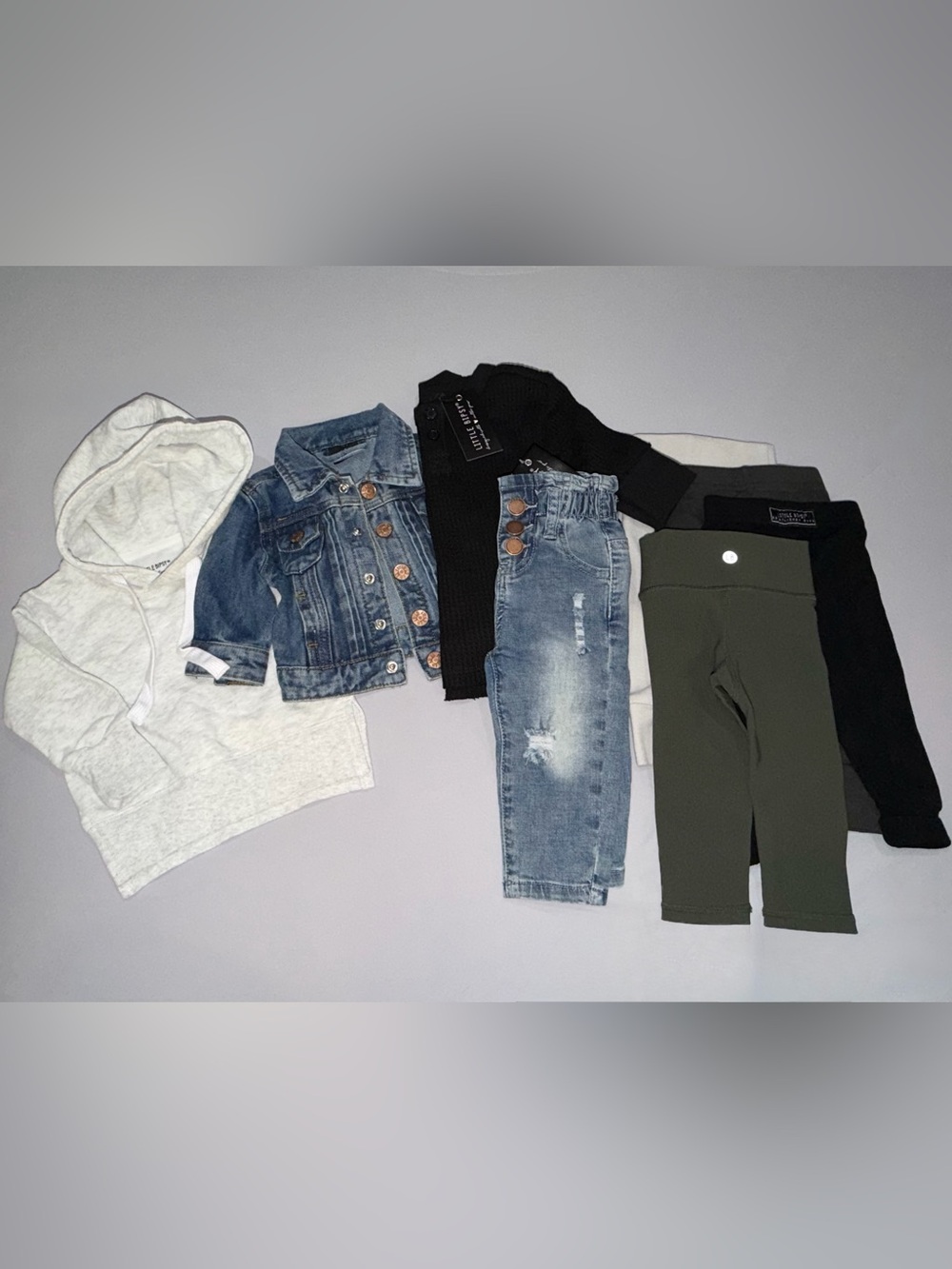 Little Bipsy Black Knit Top with Blue Denim Jacket
